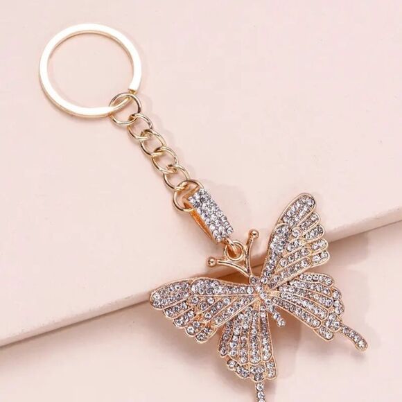 Alloy Butterfly Shaped Zicron Keychain - Picture 1 of 3